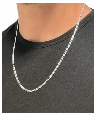 Italian 925 Sterling Silver 3.5mm Curb Cuban Link Chain - Solid Sterling Silver Necklace for Men and Women - Made in Italy 26...