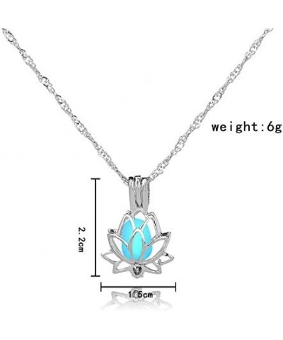 Luminous Lotus Pendant Necklace, Hollow Flower Lockets Necklace Blue $8.84 Necklaces