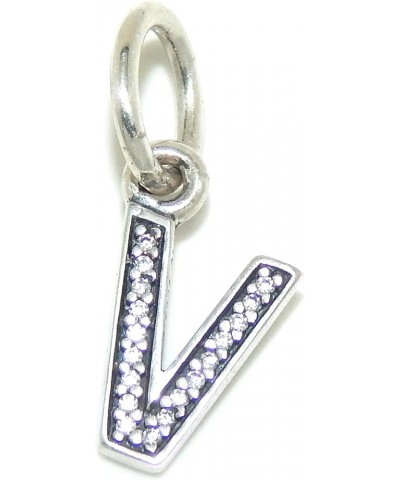 Solid 925 Sterling Silver Dangling Letter Covered in Clear Crystals Charm Bead for European Snake Chain Bracelets V $11.28 Br...
