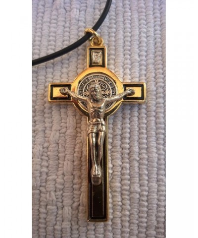 St Saint Gold Plated Benedict Metal Cross Crucifix Catholic Pendant Necklace 3'' $12.04 Necklaces