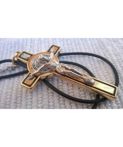 St Saint Gold Plated Benedict Metal Cross Crucifix Catholic Pendant Necklace 3'' $12.04 Necklaces