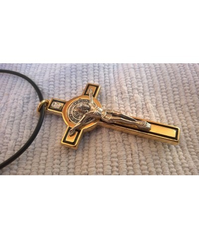 St Saint Gold Plated Benedict Metal Cross Crucifix Catholic Pendant Necklace 3'' $12.04 Necklaces