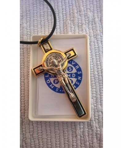 St Saint Gold Plated Benedict Metal Cross Crucifix Catholic Pendant Necklace 3'' $12.04 Necklaces