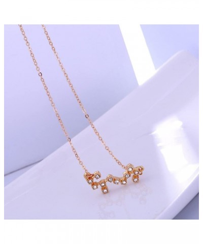 3Pcs Zodiac Gold Plated CZ Necklaces for Women Girls Old English Necklace 12 Constellation Necklace Zodiac Sign Gifts for Wom...