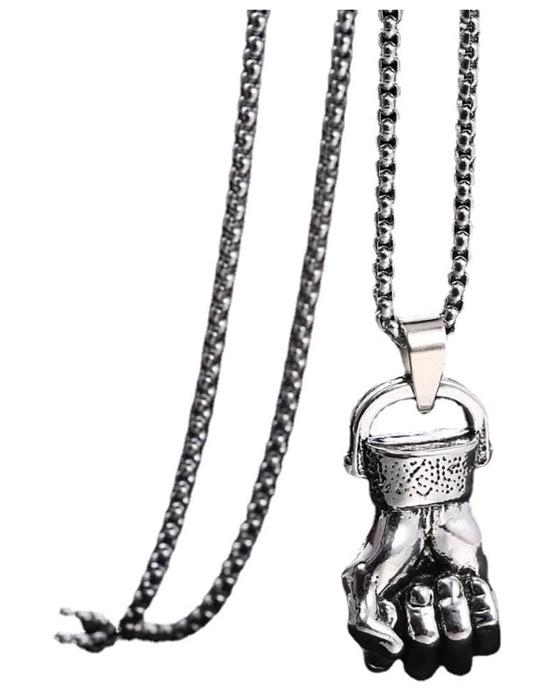 Men's Punk Necklace Pendant for Men Boys with 23.6'' Stainless Steel Box Chain Fist $5.19 Necklaces