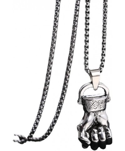 Men's Punk Necklace Pendant for Men Boys with 23.6'' Stainless Steel Box Chain Fist $5.19 Necklaces