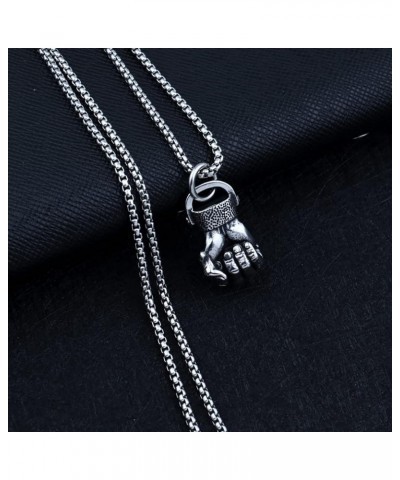 Men's Punk Necklace Pendant for Men Boys with 23.6'' Stainless Steel Box Chain Fist $5.19 Necklaces