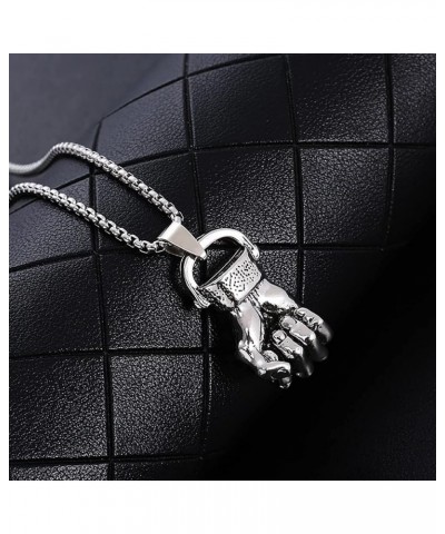 Men's Punk Necklace Pendant for Men Boys with 23.6'' Stainless Steel Box Chain Fist $5.19 Necklaces