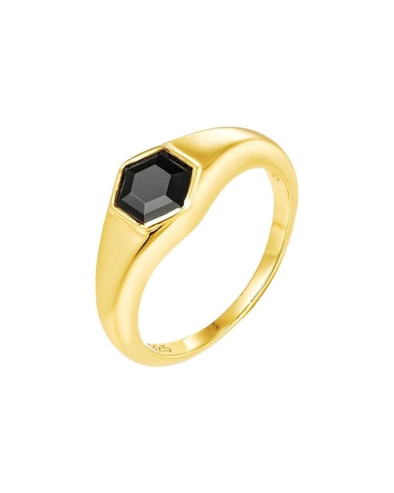 Midnight Onyx Gemstone Statement Signet 18K Gold Ring for Women Gift for Her 01-Ember Signet 5 $16.43 Rings