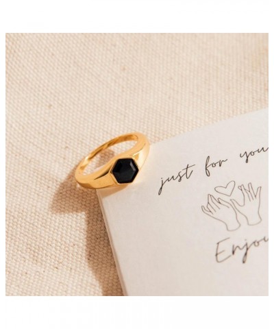 Midnight Onyx Gemstone Statement Signet 18K Gold Ring for Women Gift for Her 01-Ember Signet 5 $16.43 Rings