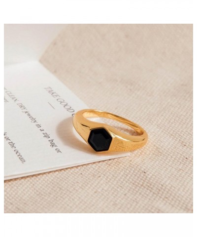 Midnight Onyx Gemstone Statement Signet 18K Gold Ring for Women Gift for Her 01-Ember Signet 5 $16.43 Rings