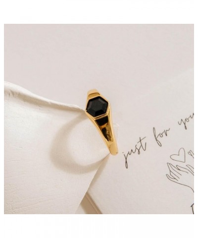 Midnight Onyx Gemstone Statement Signet 18K Gold Ring for Women Gift for Her 01-Ember Signet 5 $16.43 Rings