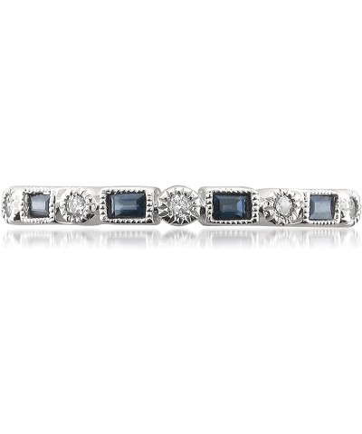 1/4 Carat, Bezel-Set 14K Round & Baguette & Blue Sapphire Bridal Wedding Band Ring (I-J, SI2-I1) by La4ve s | Fine Jewelry fo...