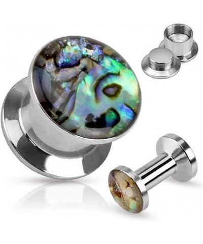 Shell Inlay Top Double Flared Screw Fit Plug 316L Surgical Steel 00GA (10mm) $11.12 Body Jewelry