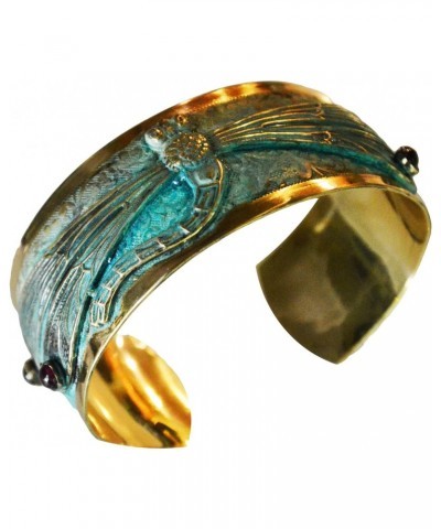 Patina Dragonfly Cuff Bracelet - Genuine Amethyst and Garnet - USA Made $55.42 Bracelets