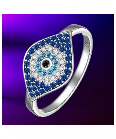 Evil Eye Ring Sterling Silver Sapphire Spiritual Turkish Blue Evil Eye Rings for Women Amulet Protection Ring Gift for Her Si...