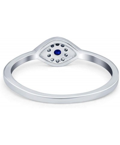 Evil Eye Ring Round Simulated Blue Sapphire Cubic Zirconia 925 Sterling Silver Simulated Blue Sapphire CZ $9.24 Rings