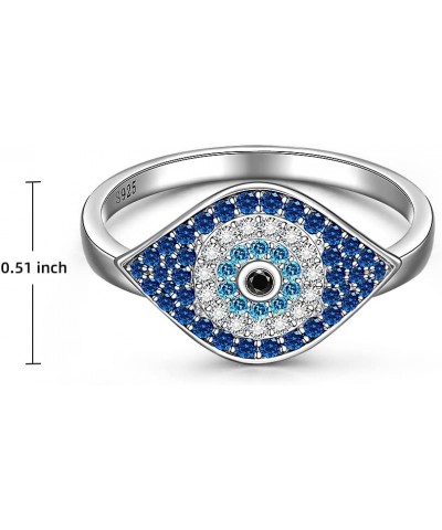 Evil Eye Ring Sterling Silver Sapphire Spiritual Turkish Blue Evil Eye Rings for Women Amulet Protection Ring Gift for Her Si...