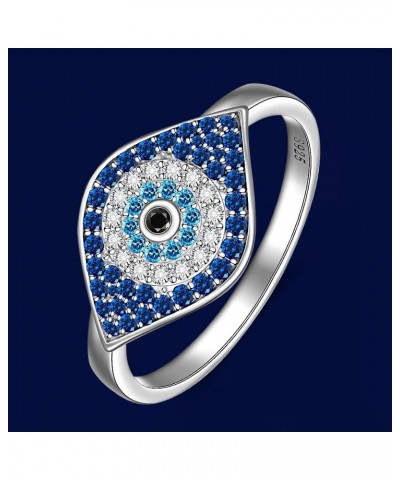 Evil Eye Ring Sterling Silver Sapphire Spiritual Turkish Blue Evil Eye Rings for Women Amulet Protection Ring Gift for Her Si...