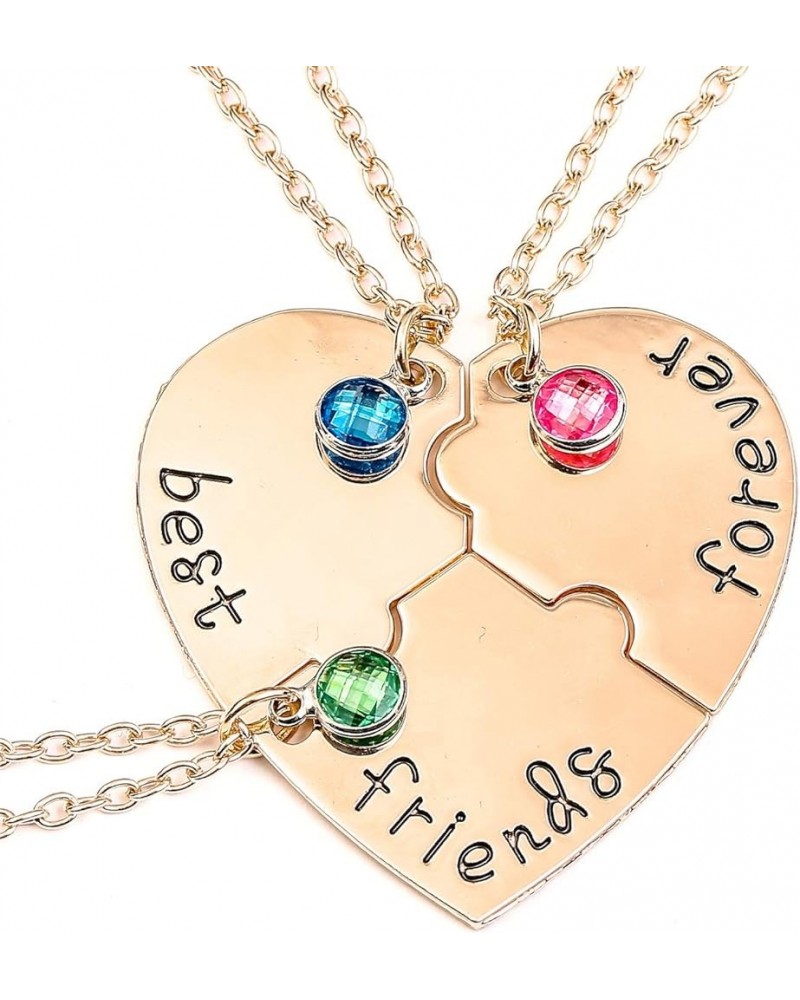 Bff Best Friends Forever 3 Necklace for Women Girl Friendship Gift Heart Puzzle Jewelry Initial Chain Necklaces Sisters Gifts...