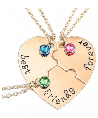 Bff Best Friends Forever 3 Necklace for Women Girl Friendship Gift Heart Puzzle Jewelry Initial Chain Necklaces Sisters Gifts...