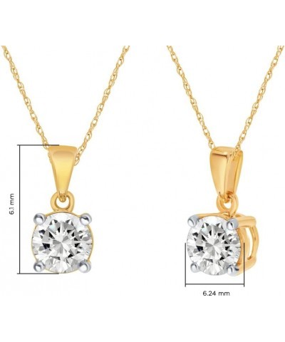 Certified Lab Grown Diamond Necklaces For Women | 1/4-1 Carat Solid 14k Gold Diamond Necklace Accompanied By Adjustable Real ...