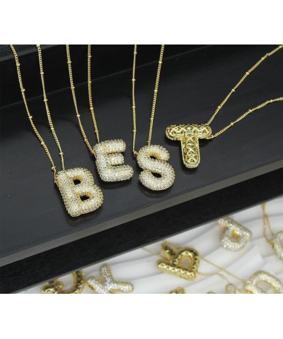 Bubble Letter Necklace Gold Balloon Initial Pendant Necklace Dainty Zirconia Alphabet Name Necklace for Women Girls Birthday ...