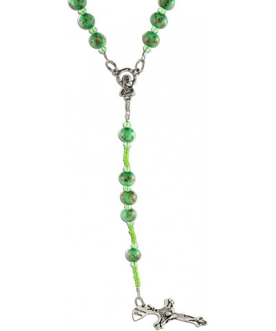 Murano Glass Bead Rosary Necklace, Oxidized Crucifix and Madonna Center Green $21.48 Necklaces