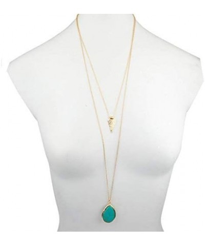 Women's Stone Teardrop & Arrowhead Double Layered Necklace Set Turquoise Tone $10.50 Jewelry Sets