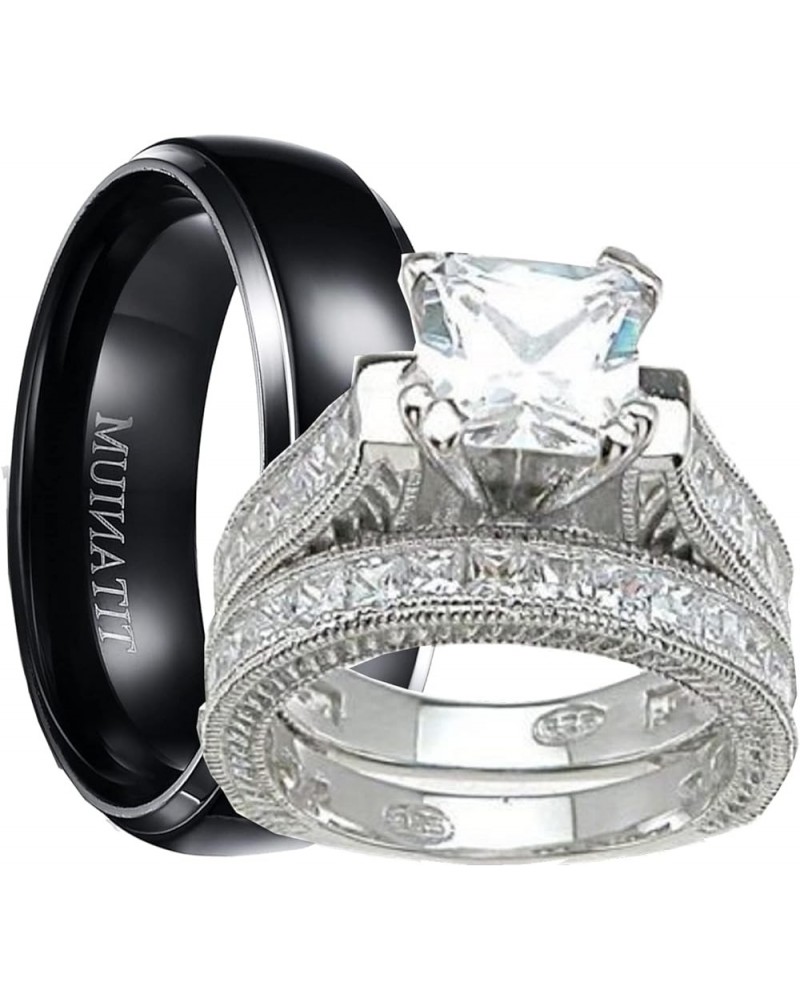 His and Hers Wedding Ring Set Matching Trio Wedding Bands for Him Her His 9 Her 6 $38.00 Sets