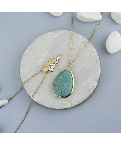 Women's Stone Teardrop & Arrowhead Double Layered Necklace Set Turquoise Tone $10.50 Jewelry Sets