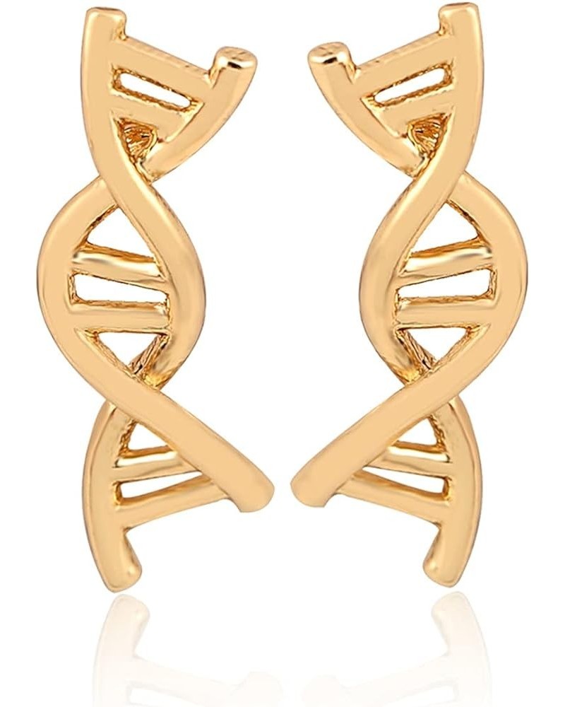 DNA Double DAN Helix Molecule Stud Earrings for Girls Women Unique Silver Gold Biology Chemistry Microscope Science Themed Ea...