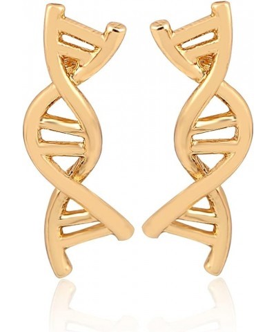 DNA Double DAN Helix Molecule Stud Earrings for Girls Women Unique Silver Gold Biology Chemistry Microscope Science Themed Ea...