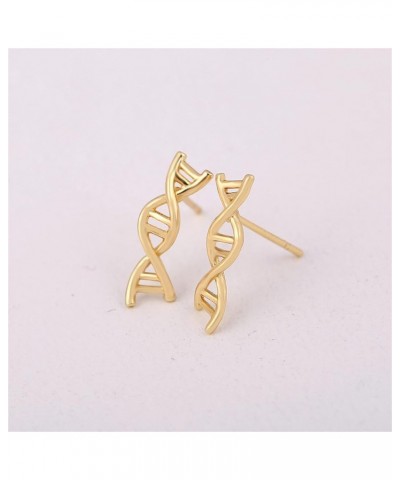 DNA Double DAN Helix Molecule Stud Earrings for Girls Women Unique Silver Gold Biology Chemistry Microscope Science Themed Ea...