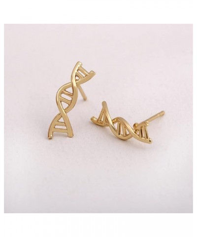 DNA Double DAN Helix Molecule Stud Earrings for Girls Women Unique Silver Gold Biology Chemistry Microscope Science Themed Ea...