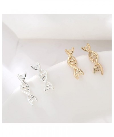 DNA Double DAN Helix Molecule Stud Earrings for Girls Women Unique Silver Gold Biology Chemistry Microscope Science Themed Ea...