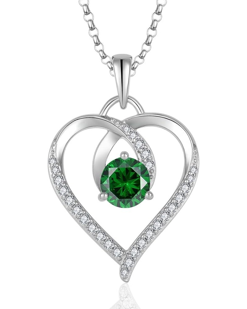 Heart Birthstone Pendant Necklace for Women 925 Sterling Silver Zirconia Necklaces Christmas Valentine's Mothers Day Jewelry ...