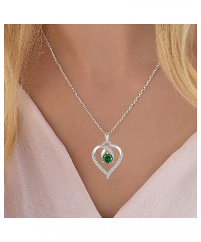 Heart Birthstone Pendant Necklace for Women 925 Sterling Silver Zirconia Necklaces Christmas Valentine's Mothers Day Jewelry ...