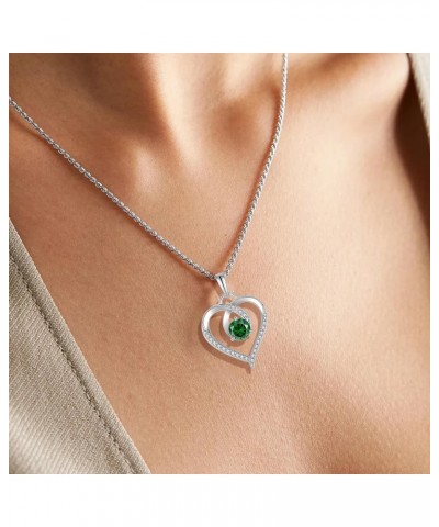 Heart Birthstone Pendant Necklace for Women 925 Sterling Silver Zirconia Necklaces Christmas Valentine's Mothers Day Jewelry ...