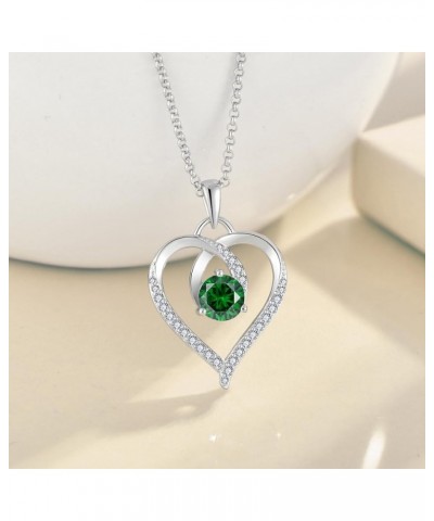 Heart Birthstone Pendant Necklace for Women 925 Sterling Silver Zirconia Necklaces Christmas Valentine's Mothers Day Jewelry ...