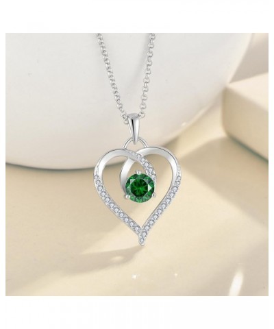 Heart Birthstone Pendant Necklace for Women 925 Sterling Silver Zirconia Necklaces Christmas Valentine's Mothers Day Jewelry ...