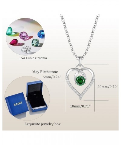 Heart Birthstone Pendant Necklace for Women 925 Sterling Silver Zirconia Necklaces Christmas Valentine's Mothers Day Jewelry ...