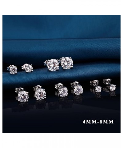 18K White Gold Plated Simulated Diamond Earrings for Men Women 925 Sterling Silver CZ Stud Earrings, Hypoallergenic and Nicke...