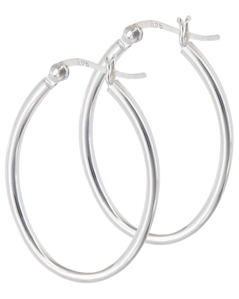 Classic High Polish Oval Hoop Simple .925 Sterling Silver Formal Shiny Earrings $9.84 Earrings