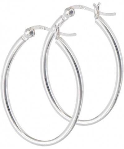 Classic High Polish Oval Hoop Simple .925 Sterling Silver Formal Shiny Earrings $9.84 Earrings