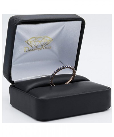 Round Lab Created Blue Sapphire Eternity Style Wedding Band for Women in 10K Gold 4 Rose Gold $83.94 Rings