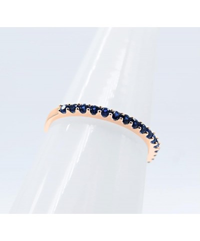 Round Lab Created Blue Sapphire Eternity Style Wedding Band for Women in 10K Gold 4 Rose Gold $83.94 Rings