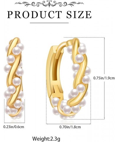 Plikin Pearls Twist Hoop Earrings for Teen Girls Gold Small Geometric Twisted Pearl Hoop Earrings Gift for Women Gold $8.09 E...