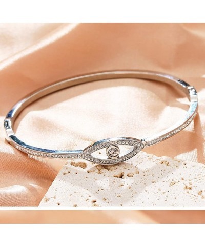 Small Size Stainless Steel Evil Eye of Gold Cocktail Party Bangle Bracelet Silver $7.55 Bracelets