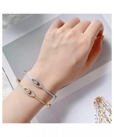 Small Size Stainless Steel Evil Eye of Gold Cocktail Party Bangle Bracelet Silver $7.55 Bracelets